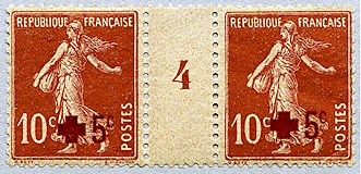 Image du timbre Semeuse camée 10c surchargée 5c-Millésime 4