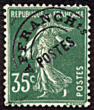 Image du timbre Semeuse 35c vert fond plein sans sol préoblitéré