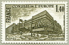 Image du timbre Le bâtiment du Conseil à Strasbourg - 1,40 F