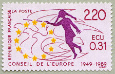 Conseil de l'Europe 1949-1989 - 2,20 F  0,31 écu