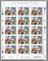 La feuille de 15 timbres des 50 ans du patrimoine mondial de l'UNESCO 