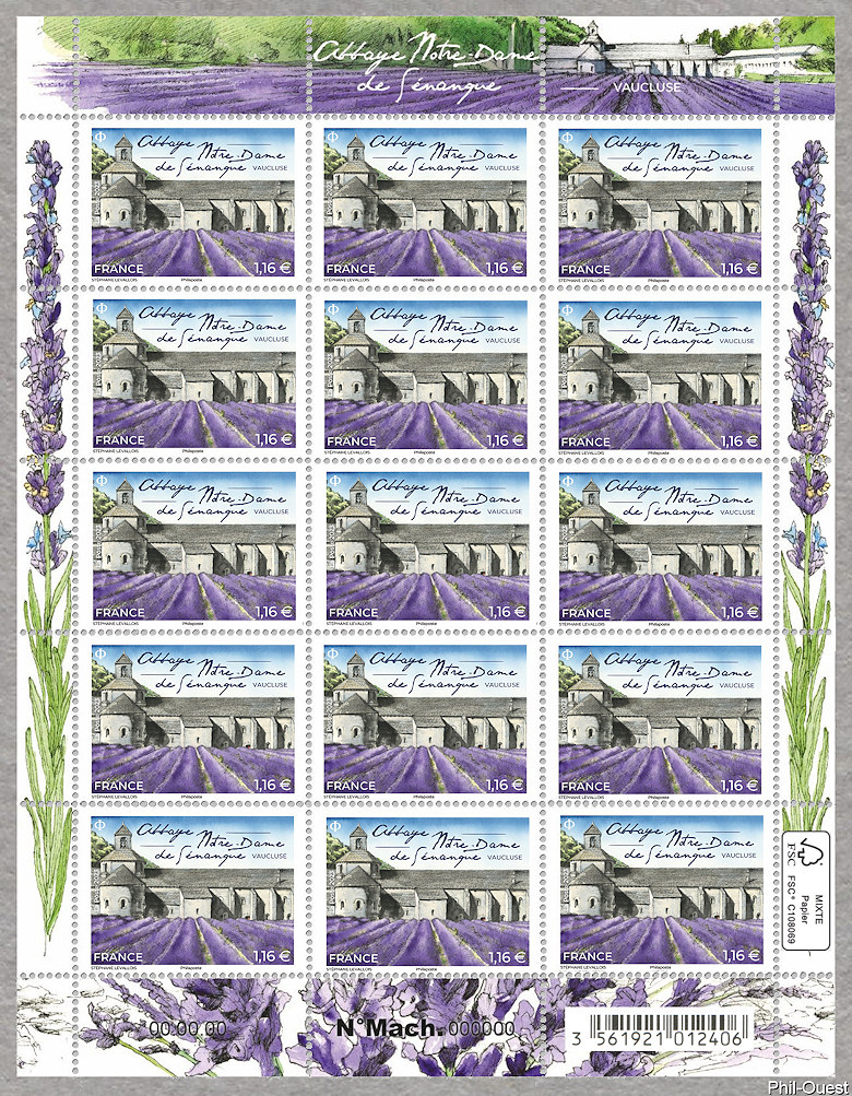 Image du timbre Abbaye Notre-Dame de Sénanque - Feuillet de 15 timbres