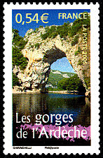 Image du timbre Les gorges de l'Ardèche