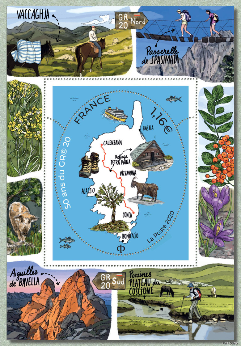 Image du timbre 50 ans du GR 20