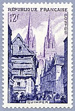 Image du timbre QuimperLa rue Kéréon et la cathédrale St Corentin
