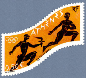 Image du timbre Relai antique et flamme olympique