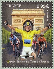 Le maillot jaune à l'arrivée du Tour de France
   aux Champ-Elysées