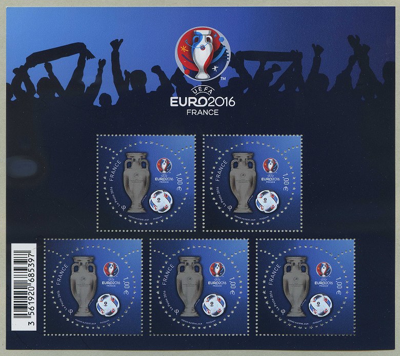 UEFA EURO2016 Bloc-feuillet de 5 timbres