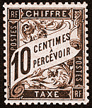 Chiffre-taxe type banderole 10c brun