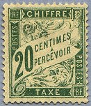 Chiffre-taxe type banderole 20c olive