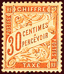 Chiffre-taxe type banderole 30c rouge orange