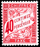 Chiffre-taxe type banderole 40c rose