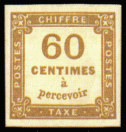 Image du timbre Timbre taxe 60 centimes à percevoir typographié