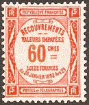 Image du timbre Recouvrements - Valeurs impayées 60c rouge