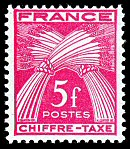 Chiffre-taxe  type gerbes 5F rose-lilas