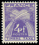 Timbre-taxe type gerbes 4 F violet